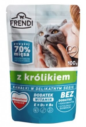 FRENDI Kousky v omáčce s králíkem - mokré krmivo pro kočky - 100 g 