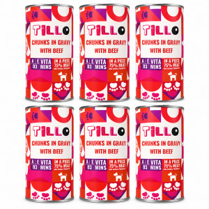 TILLO Kousky v omáčce s hovězím masem - mokré krmivo pro psy - 6x1250g