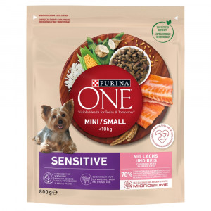 PURINA One Mini/Small Sensitive Salmon, rice - suché krmivo pro psy - 800 g 