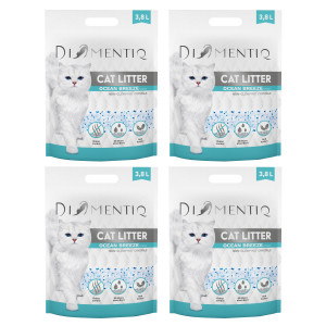 DIAMENTIQ Ocean Breeze silikonové stelivo, nehrudkující pro kočky – 4×3,8 l