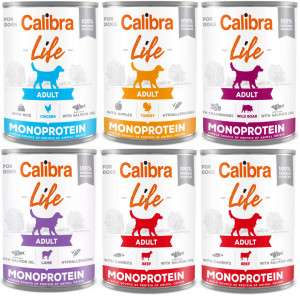 CALIBRA Dog Life Adult Monoprotein MIX - mokré krmivo pro psy - 6x400g