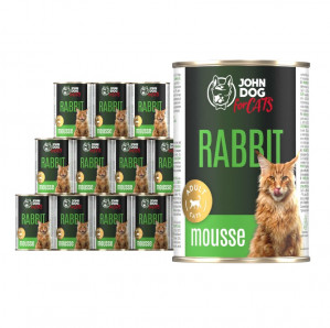 JOHN DOG Mousse Rabbit - mokré krmivo pro kočky - 12 x 400g