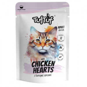 TUF TUF with chicken hearts - mokré krmivo pro kočky - 100g