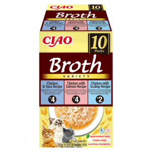 INABA Ciao Broth with chicken, salmon, tuna and scallop - pamlsek pro kočky - 10x40g