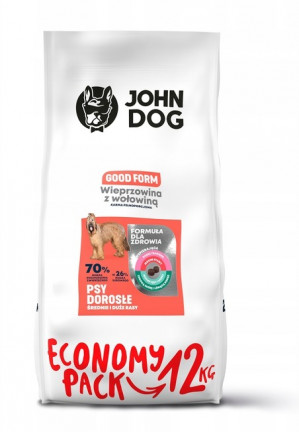 JOHN DOG Good Form Adult Pork with beef - suché krmivo pro psy - 12 kg