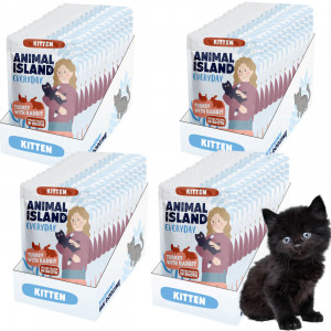 ANIMAL ISLAND Everyday Kitten Turkey with rabbit in broth - mokré krmivo pro kočky - 48x85g