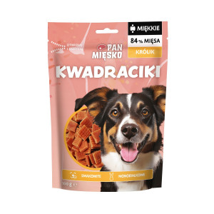 PAN MIĘSKO Squares Rabbit - pamlsek pro psa - 100g