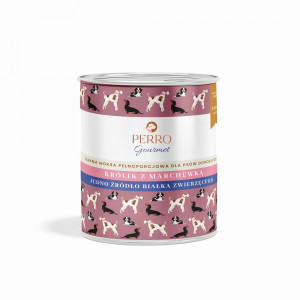 PERRO Gourmet Mono Rabbit with carrot - vlhké krmivo pro psy - 800g