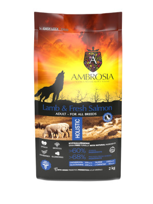 AMBROSIA Lamb and fresh salmon - suché krmivo pro psy - 2kg