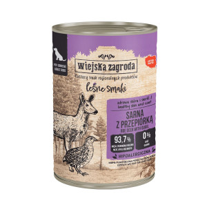WIEJSKA ZAGRODA Forest Flavours Roe deer with a quail - vlhké krmivo pro psy - 400g