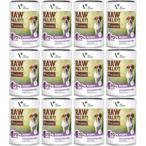 VETEXPERT Raw Paleo Puppy Monoprotein Kachna - vlhké krmivo pro štěňata - 12x400g