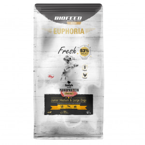 BIOFEED Euphoria Fresh Junior Medium & Large Monoprotein Turkey - suché krmivo pro psy - 12kg