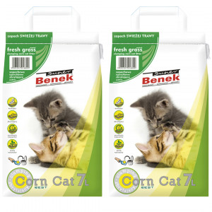 CERTECH Super Benek Corn Cat Čerstvá tráva – hrudkující kukuřičné stelivo – 2x7l