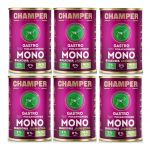 CHAMPER Gastro monoproteinové jehněčí – mokré krmivo pro psa – 6×400 g