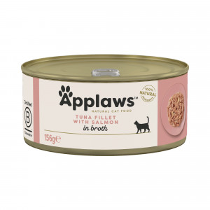 APPLAWS Tuna fillet with salmon in broth - mokré krmivo pro kočky - 156g