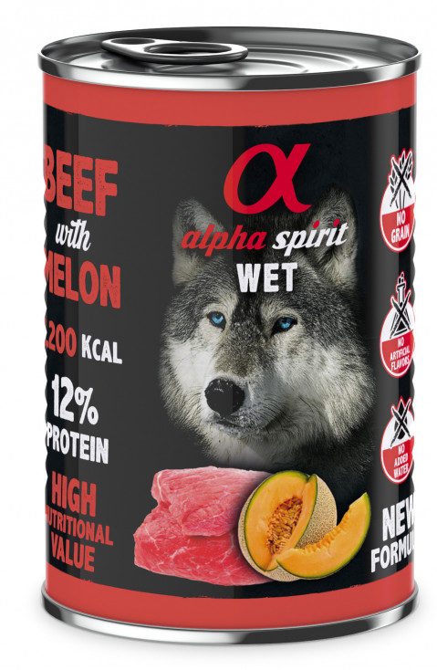 ALPHA SPIRIT WET Oksekød med melon - vådfoder til hunde - 400g - Fotogalerie 1