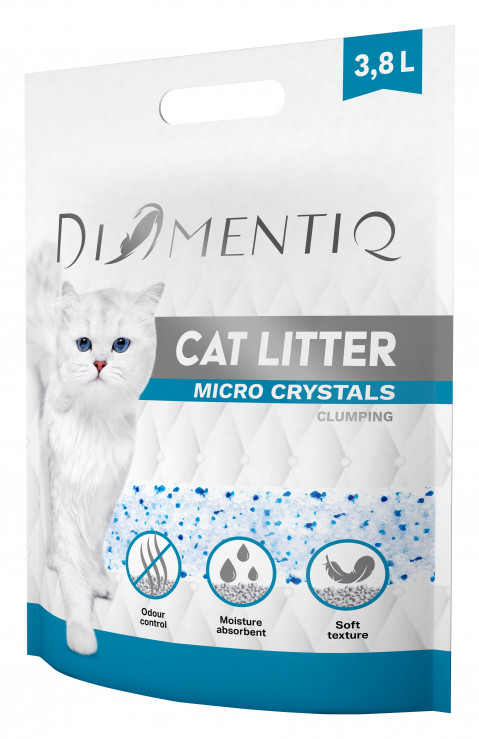 DIAMENTIQ Silikonové mikro krystaly – hrudkující stelivo pro kočky – 2x3,8 l + ZDARMA! JOSERA Catelux 400g + Slevový voucher - Fotogalerie 3