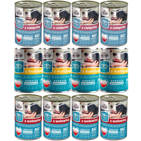 FRENDI kousky v jemné omáčce MIX příchutí - mokré krmivo pro psy - 12x400g - Fotogalerie 1