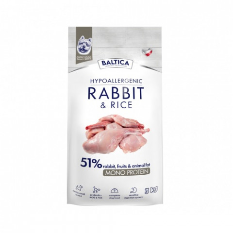 BALTICA Nutraceutic Hypoallergenic S Rabbit with rice - suché krmivo pro psy - 3kg - Fotogalerie 1