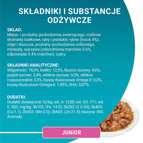 PURINA One Junior Salmon with carrot - mokré krmivo pro kočky - 85g - Fotogalerie 3
