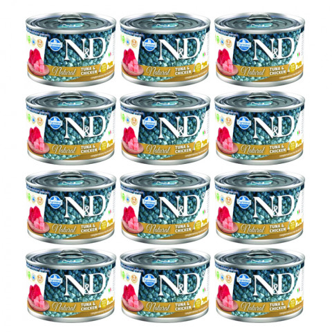 FARMINA N&D Cat Natural Tuna&Chicken - vlhké krmivo pro kočky - 12x140 g - Fotogalerie 1