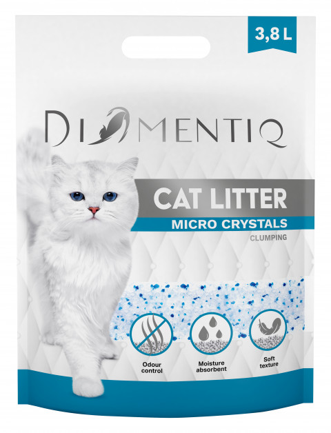 DIAMENTIQ Silikonové mikro krystaly – hrudkující stelivo pro kočky – 2x3,8 l + ZDARMA! JOSERA Catelux 400g + Slevový voucher - Fotogalerie 4