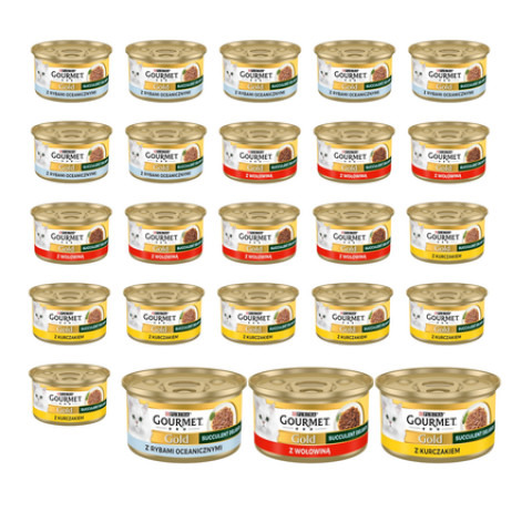 PURINA Gourmet Gold Succulent Delights Mix 3 Příchutí - mokré krmivo pro kočky - 24x85g - Fotogalerie 1