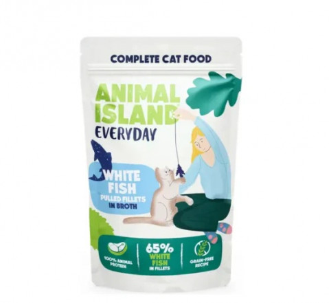ANIMAL ISLAND White fish in broth - mokré krmivo pro kočky - 40x85g - Fotogalerie 2