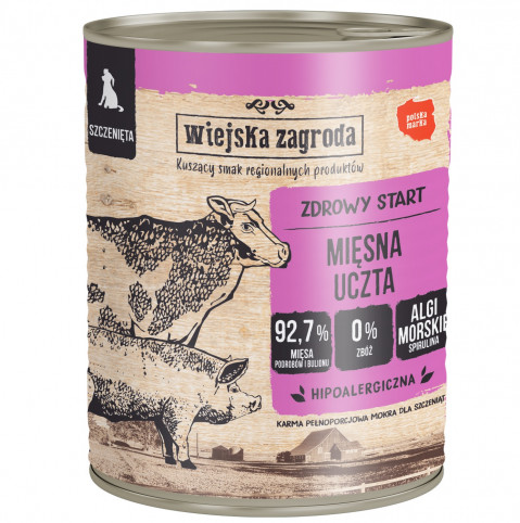 WIEJSKA ZAGRODA Puppy Meat feast - vlhké krmivo pro psy - 800g - Fotogalerie 1