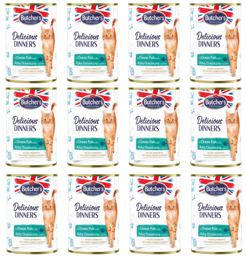 BUTCHER'S Delicious dinners Kousky s mořskou rybou v želé - mokré krmivo pro kočky - 12x400g - Fotogalerie 1