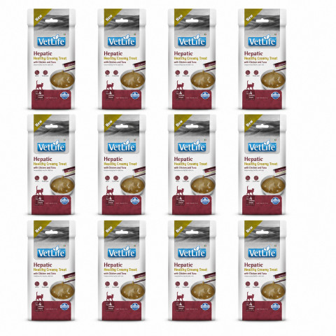 FARMINA Vet Life Cat Hepatic Creamy treat with Chicken & Tuna box – pamlsek pro kočku – 12x(4x15g) - Fotogalerie 1