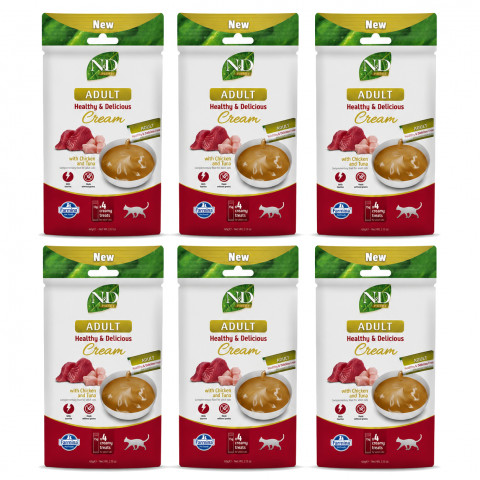 FARMINA N&D Prime Cat Cream with chicken & tuna adult box – pamlsek pro kotě – 6x(4x15g) - Fotogalerie 1