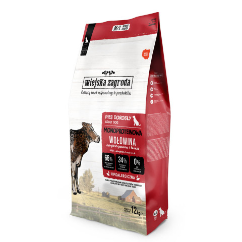 WIEJSKA ZAGRODA Monoprotein Beef - suché krmivo pro psy - 12kg - Fotogalerie 1