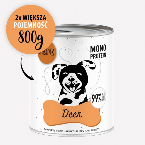 PAKA ZWIERZAKA PEPE Jelen mono - mokré krmivo pro psy - 800g - Fotogalerie 5
