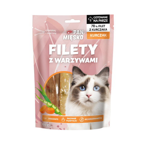 PAN MIĘSKO Fillets Chicken with vegetables - pamlsek pro kočky - 100g - Fotogalerie 1