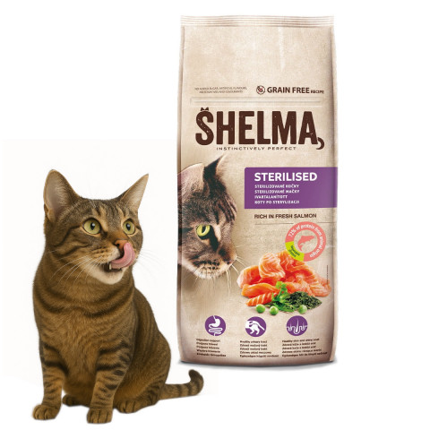SHELMA Sterilised Salmon - suché krmivo pro kočky - 8kg - Fotogalerie 3