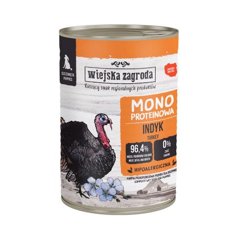 WIEJSKA ZAGRODA Puppy Monoprotein Turkey - vlhké krmivo pro psy - 400g - Fotogalerie 1