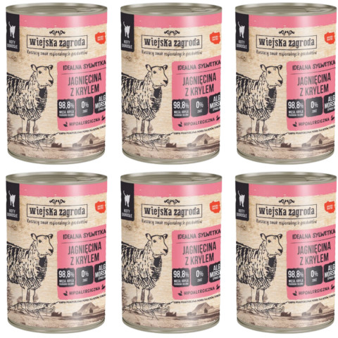 WIEJSKA ZAGRODA Jehněčí s krilem - mokré krmivo pro kočky - 6x400g - Fotogalerie 1