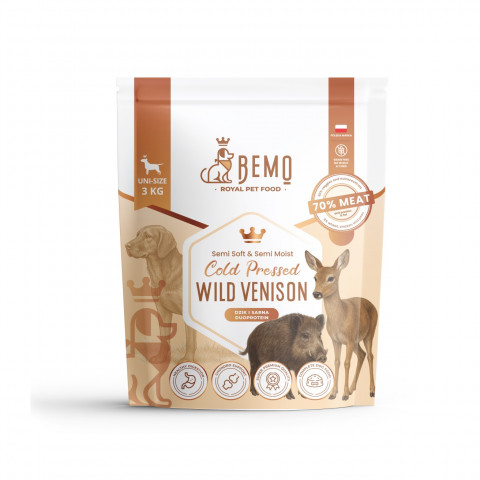 BEMO Cold Pressed Wild Venison - suché krmivo pro psy - 3kg - Fotogalerie 1