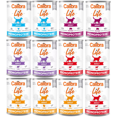 CALIBRA Dog Life Adult Monoprotein MIX - mokré krmivo pro psy - 12x400g - Fotogalerie 1
