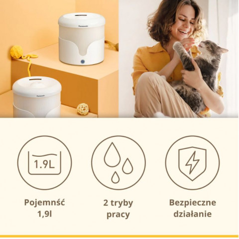 Panasonic CP-JNW01CW krmítko/napáječka pro psy/kočky Plast Bílá Kočka Automatický podavač vody pro zvířata - Fotogalerie 3