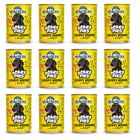 DOBRY PIES Mono Čisté vepřové + kolagen – vlhké krmivo pro psa – 12x400g - Fotogalerie 1