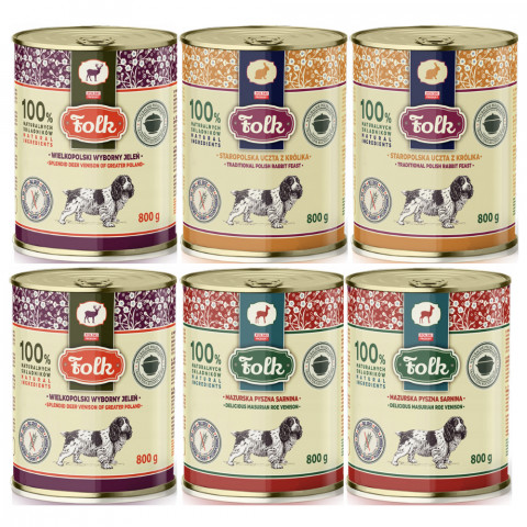 FOLK MIX 3 příchutě – mokré krmivo pro psy – 6x800g - Fotogalerie 1