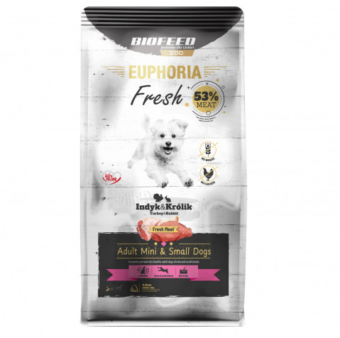BIOFEED Euphoria Fresh Adult Mini & Small Turkey with rabbit - suché krmivo pro psy - 8kg - Fotogalerie 1