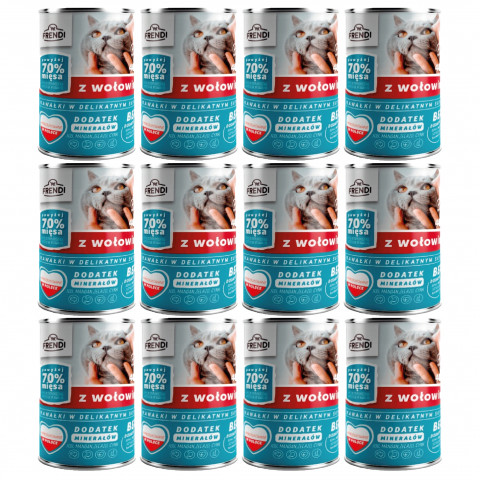 FRENDI s hovězím masem kousky v jemné omáčce – mokré krmivo pro kočky – 12x400g - Fotogalerie 1