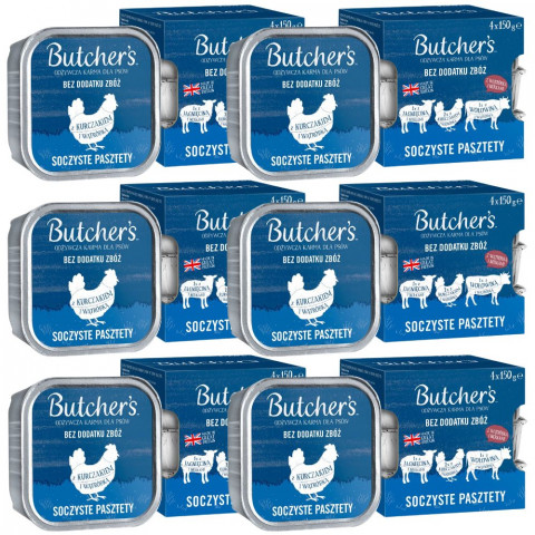 BUTCHER'S Original mix chutí šťavnaté paštiky s játry nebo ledvinkami - mokré krmivo pro psy - 24x150g (6x(4x150g)) - Fotogalerie 1