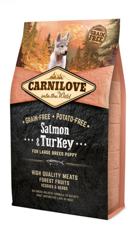 CARNILOVE Puppy Salmon and turkey Large breeds - suché krmivo pro psy - 4kg - Fotogalerie 1