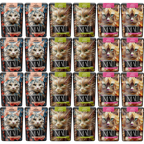 MAU Mousse Sterilised MIX příchutí - mokré krmivo pro kočku - 24x85g - Fotogalerie 1