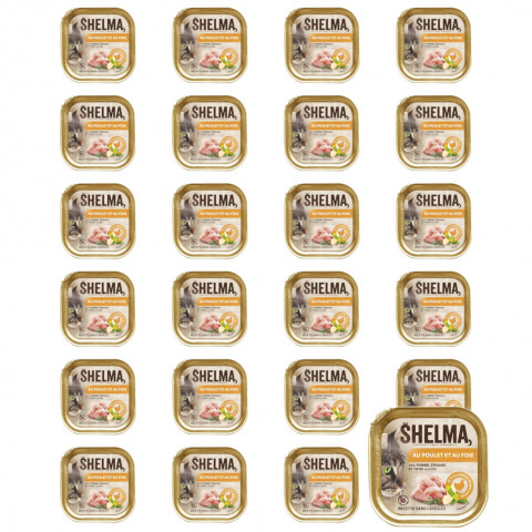 SHELMA Chicken and liver pate - mokré krmivo pro kočky - 24x100g - Fotogalerie 1
