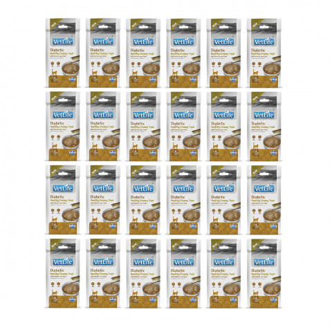 FARMINA Vet Life Cat Diabetic Creamy treat with Chicken & Tuna box – pamlsek pro kočku – 24x(4x15g) - Fotogalerie 1